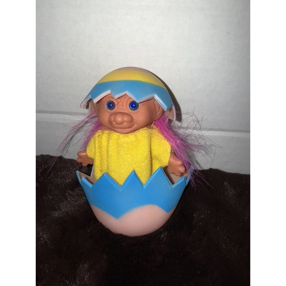 Vintage 1990s‎ Troll Chick Cracked Easter Egg Doll Pink Hair Blue Eyes - 5
